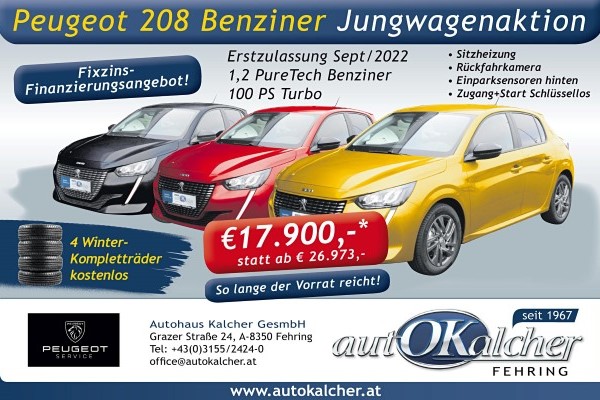 Bild zum Artikel Jungwagenaktion <br> PEUGEOT 208 Benziner inkl. 4 Winterräder gratis